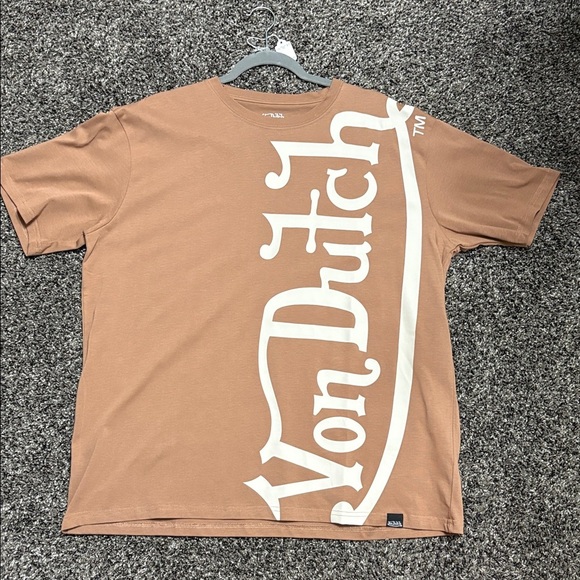 Von Dutch Taupe Logo Tee M - Picture 1 of 9